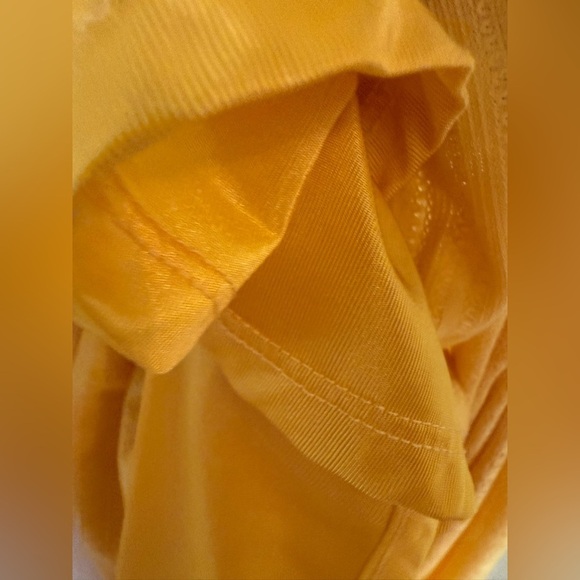 Reserved spring Yellow faux‎ Wrap Dress XS V neck flutter sleeve - Picture 8 of 13